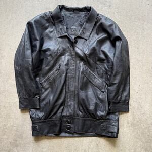 Men's Vintage Beged-Or Israel Soft Black Leather Button Up Jacket Coat Sz 42 L